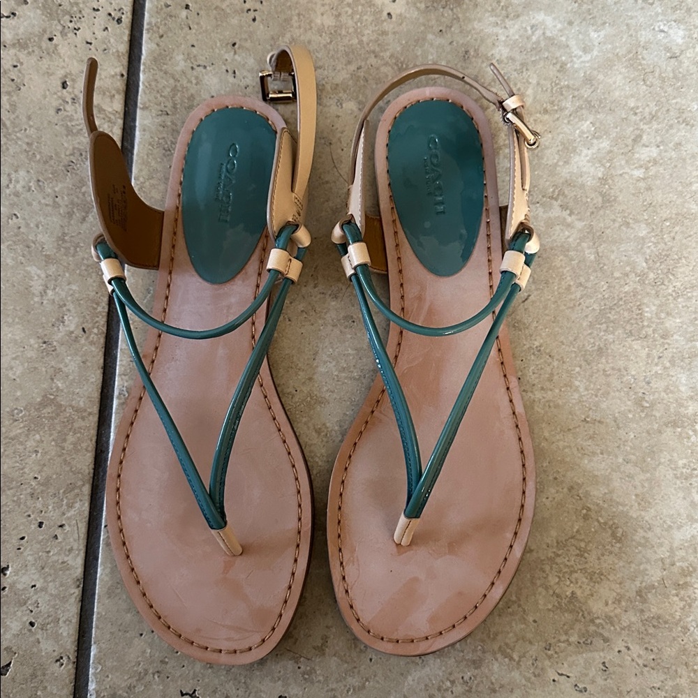 Coach Beige and Teal Sandals W10